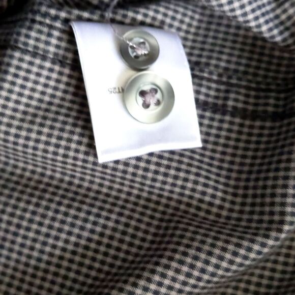 Men's Roundtree &Yorke Gray Checkered Buttoned Down Long Sleeve Dress Shirt M - Picture 7 of 9